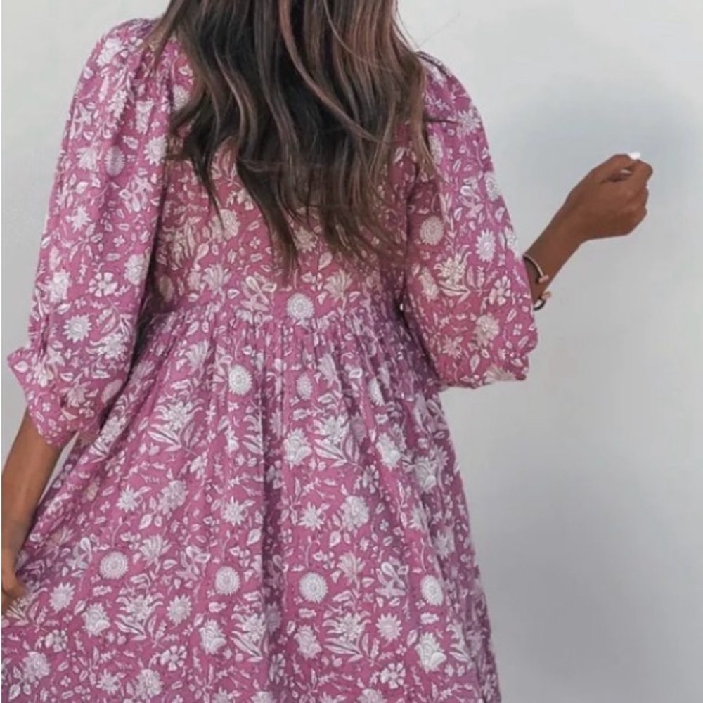 NWOT Elegant Floral Long Sleeve Dress in Pink - Picture 12 of 12